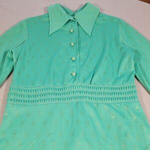 Vintage 70s Shady‎ Lane by Jonathan Logan Dress Size 15/16 Green USA Made Retro